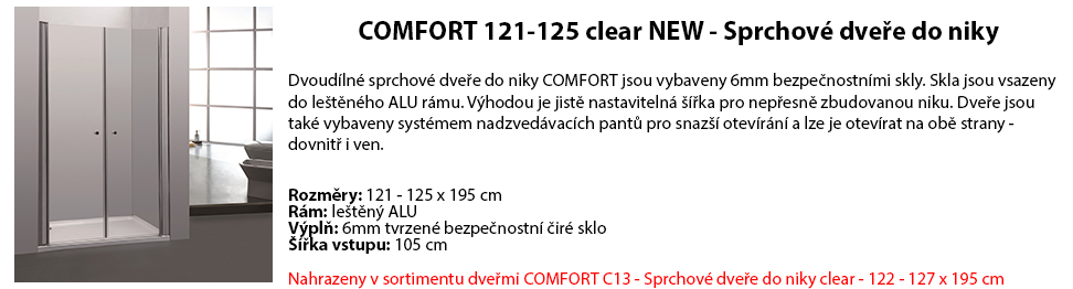 COMFORT 121-125 clear NEW - Sprchové dveře do niky-1